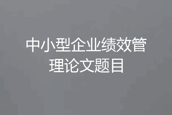 中小型企业绩效管理论文题目