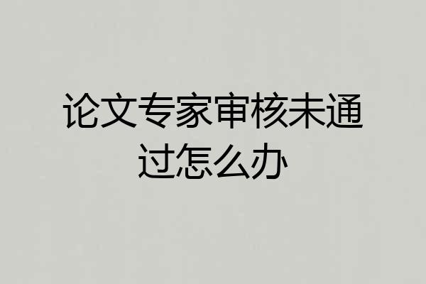 论文专家审核未通过怎么办