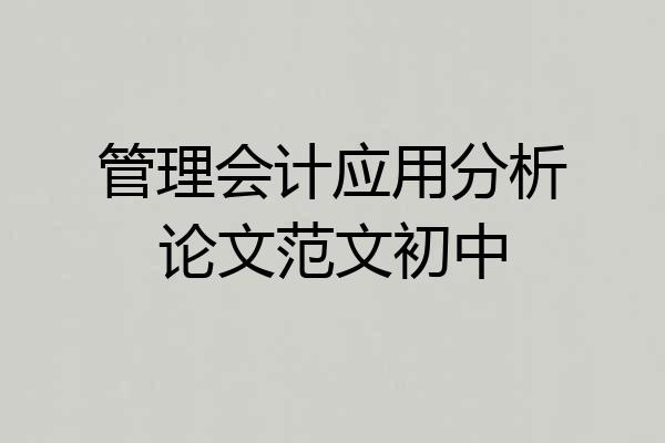 管理会计应用分析论文范文初中