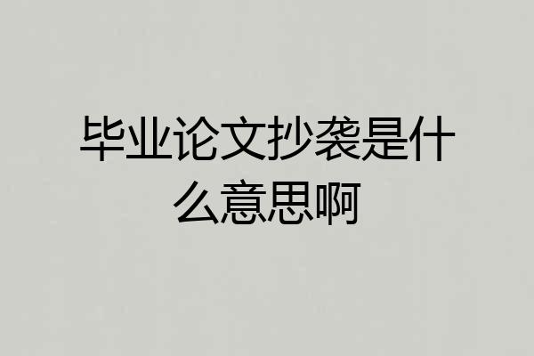 毕业论文抄袭是什么意思啊