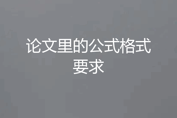 论文里的公式格式要求