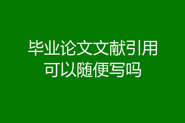 毕业论文文献引用可以随便写吗