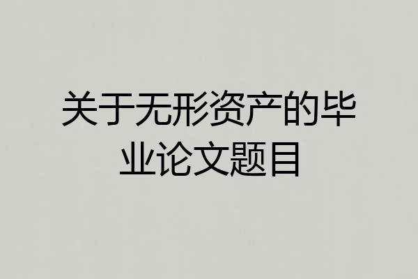 关于无形资产的毕业论文题目