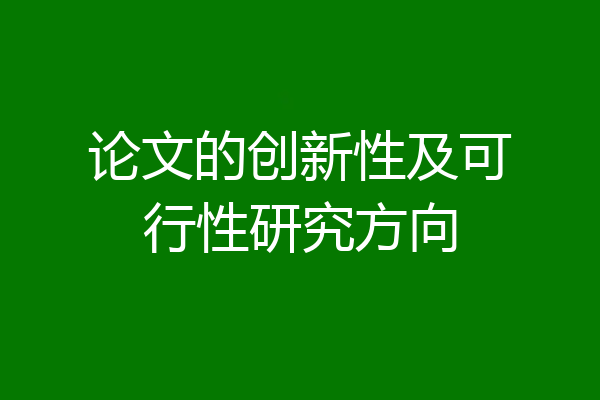论文的创新性及可行性研究方向
