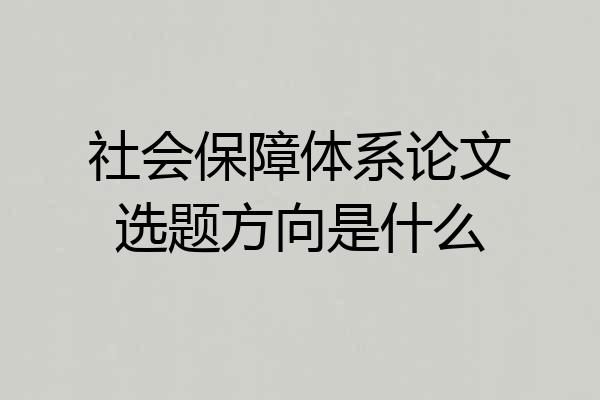 社会保障体系论文选题方向是什么