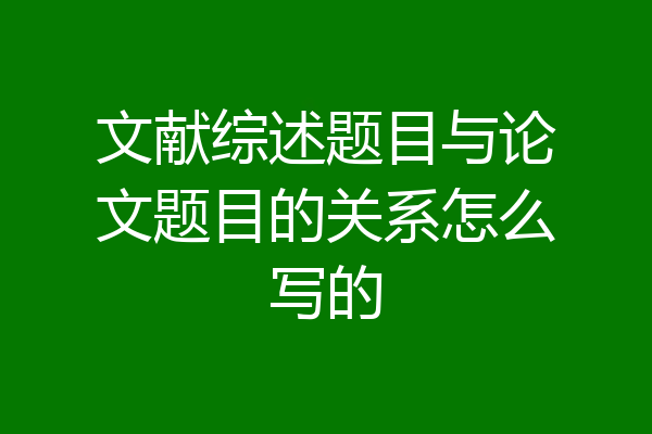文献综述题目与论文题目的关系怎么写的