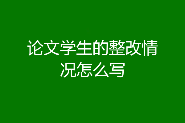 论文学生的整改情况怎么写