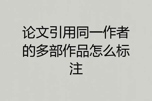 论文引用同一作者的多部作品怎么标注