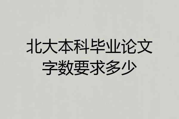 北大本科毕业论文字数要求多少