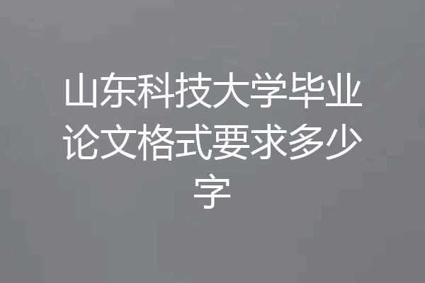 山东科技大学毕业论文格式要求多少字