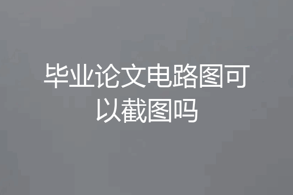 毕业论文电路图可以截图吗