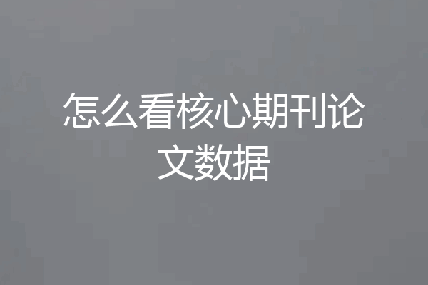 怎么看核心期刊论文数据