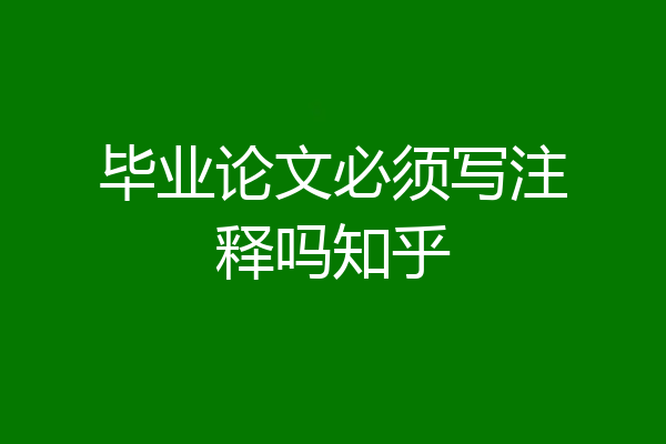 毕业论文必须写注释吗知乎