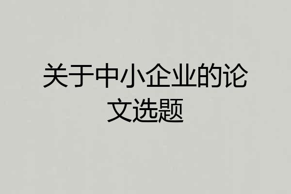 关于中小企业的论文选题