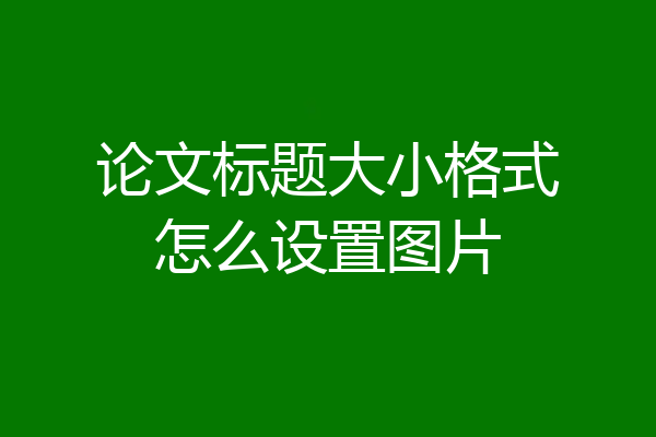 论文标题大小格式怎么设置图片