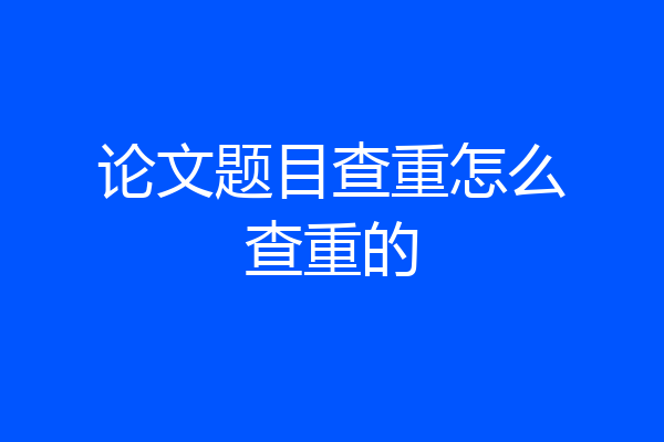 论文题目查重怎么查重的