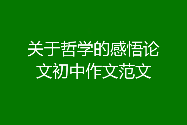 关于哲学的感悟论文初中作文范文