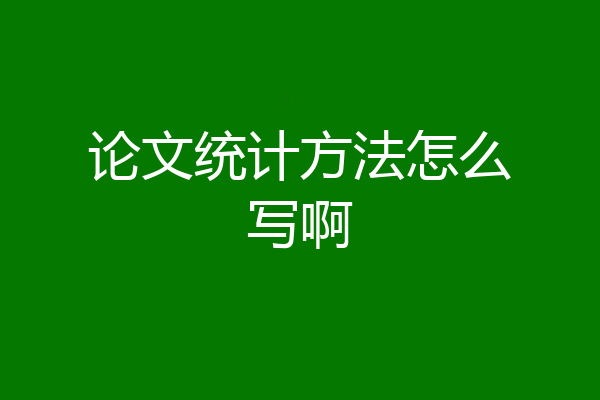 论文统计方法怎么写啊
