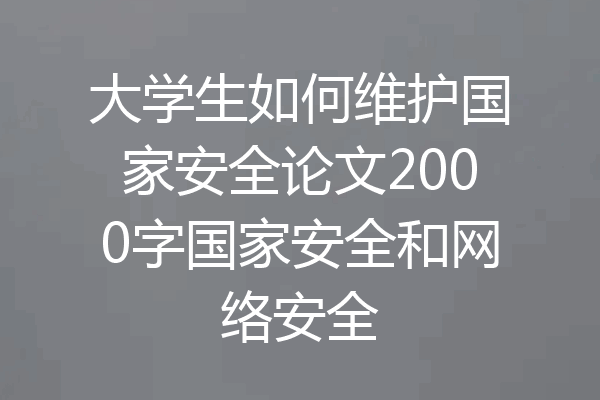 大学生如何维护国家安全论文2000字国家安全和网络安全