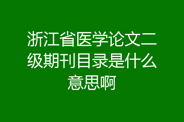 浙江省医学论文二级期刊目录是什么意思啊