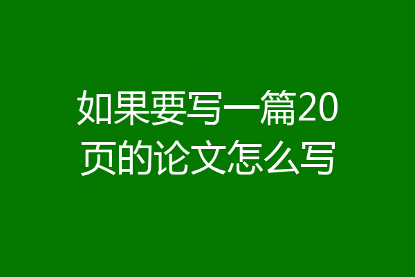如果要写一篇20页的论文怎么写