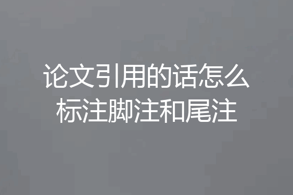 论文引用的话怎么标注脚注和尾注