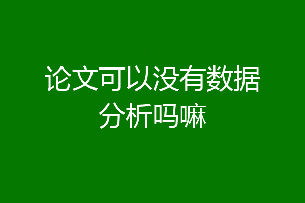 论文可以没有数据分析吗嘛
