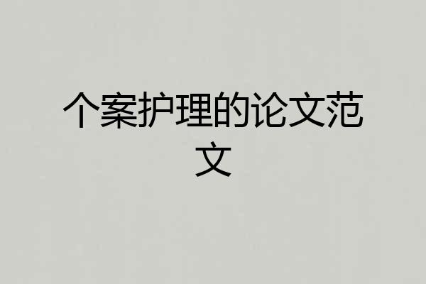 个案护理的论文范文
