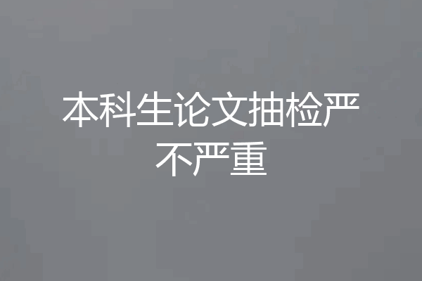 本科生论文抽检严不严重