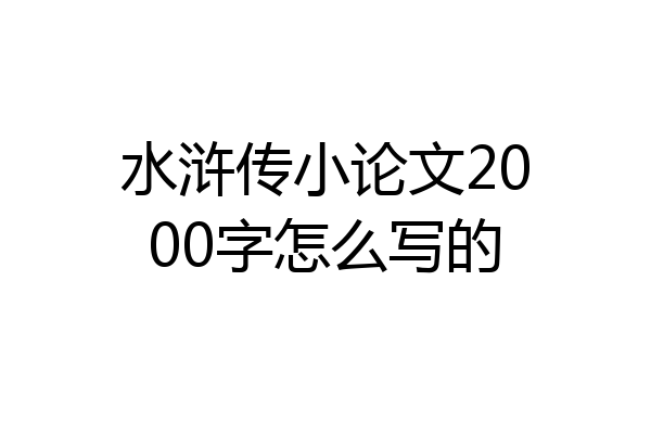 水浒传小论文2000字怎么写的