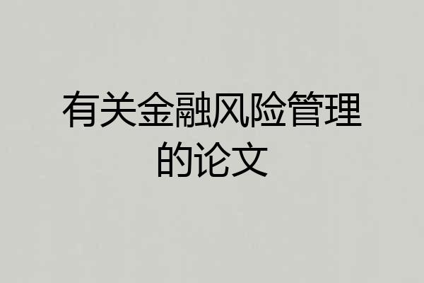 有关金融风险管理的论文