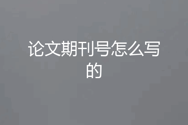 论文期刊号怎么写的