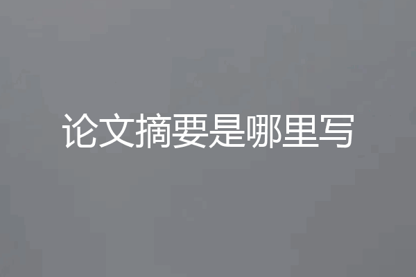 论文摘要是哪里写