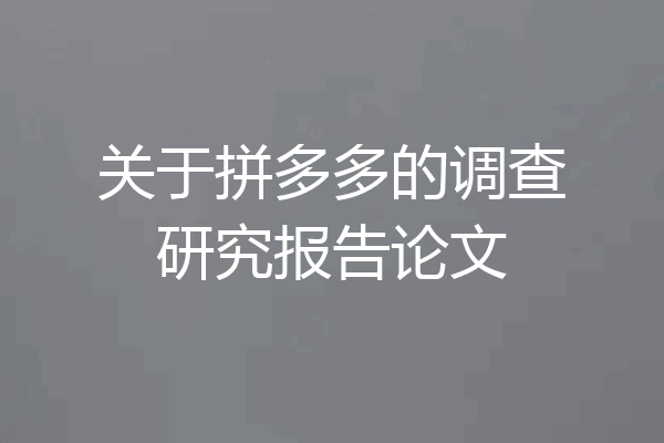 关于拼多多的调查研究报告论文