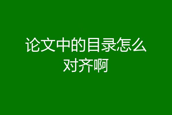 论文中的目录怎么对齐啊
