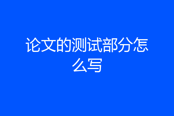 论文的测试部分怎么写
