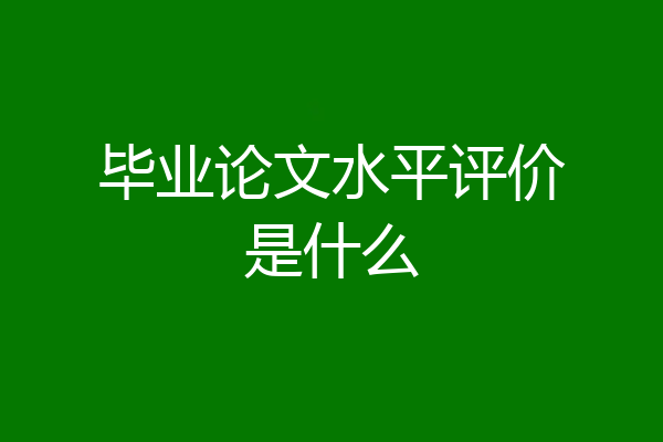 毕业论文水平评价是什么