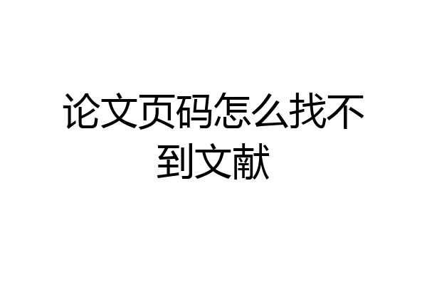 论文页码怎么找不到文献