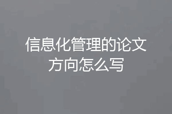 信息化管理的论文方向怎么写