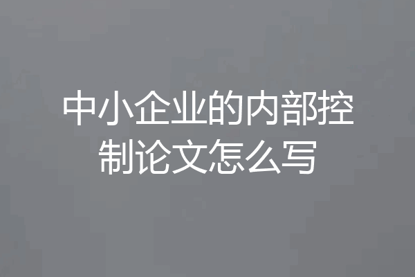 中小企业的内部控制论文怎么写
