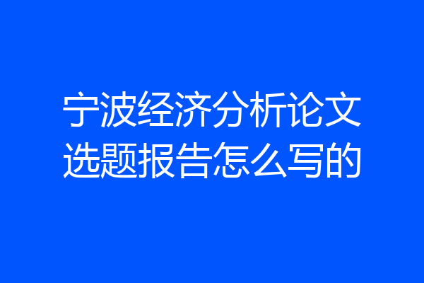 宁波经济分析论文选题报告怎么写的