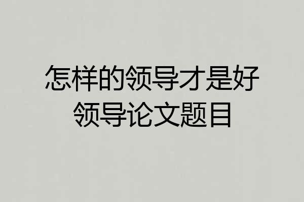 怎样的领导才是好领导论文题目