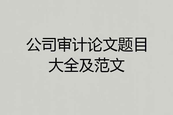 公司审计论文题目大全及范文