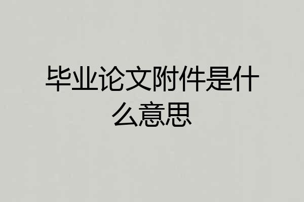 毕业论文附件是什么意思