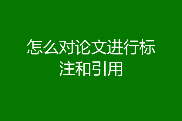 怎么对论文进行标注和引用
