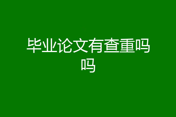 毕业论文有查重吗吗