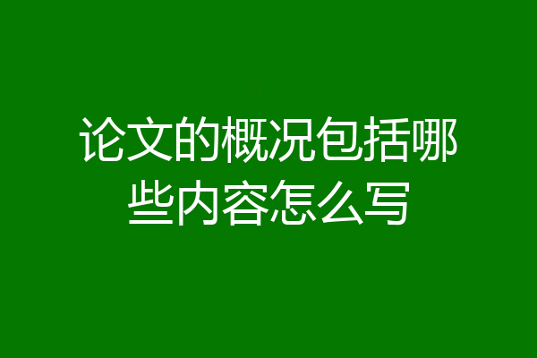 论文的概况包括哪些内容怎么写