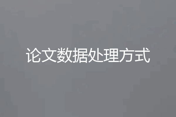 论文数据处理方式