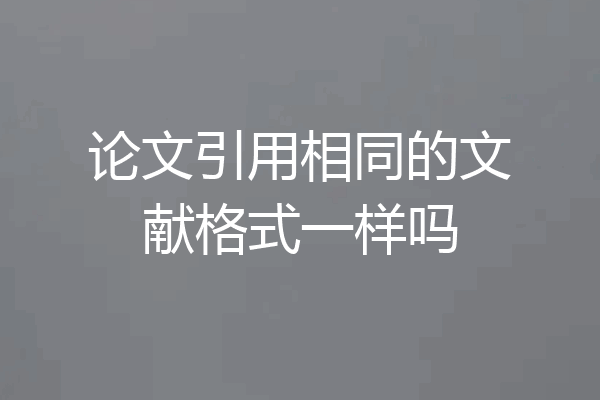 论文引用相同的文献格式一样吗