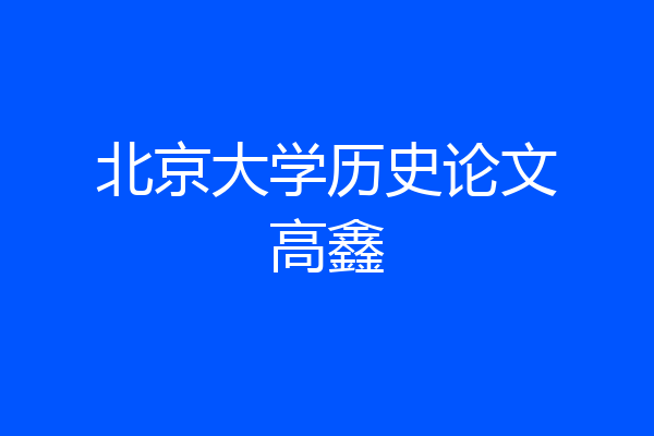 北京大学历史论文高鑫
